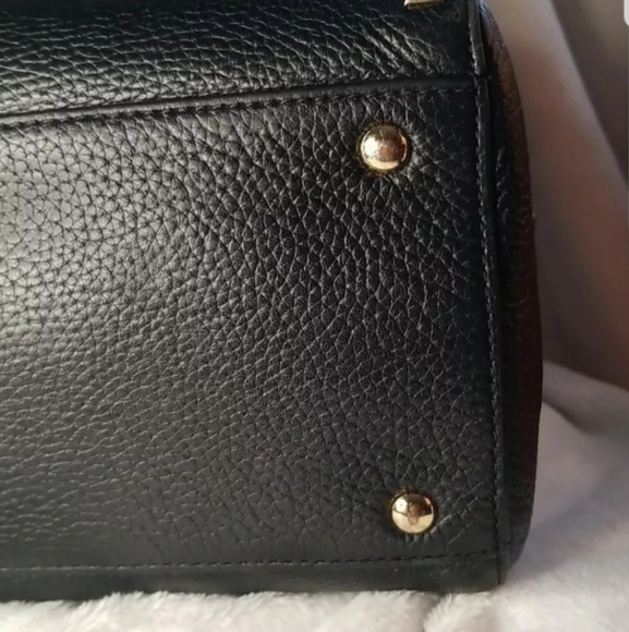 Michael Kors Black Leather Sandrine Gold Stud Satchel - Picture 12 of 16